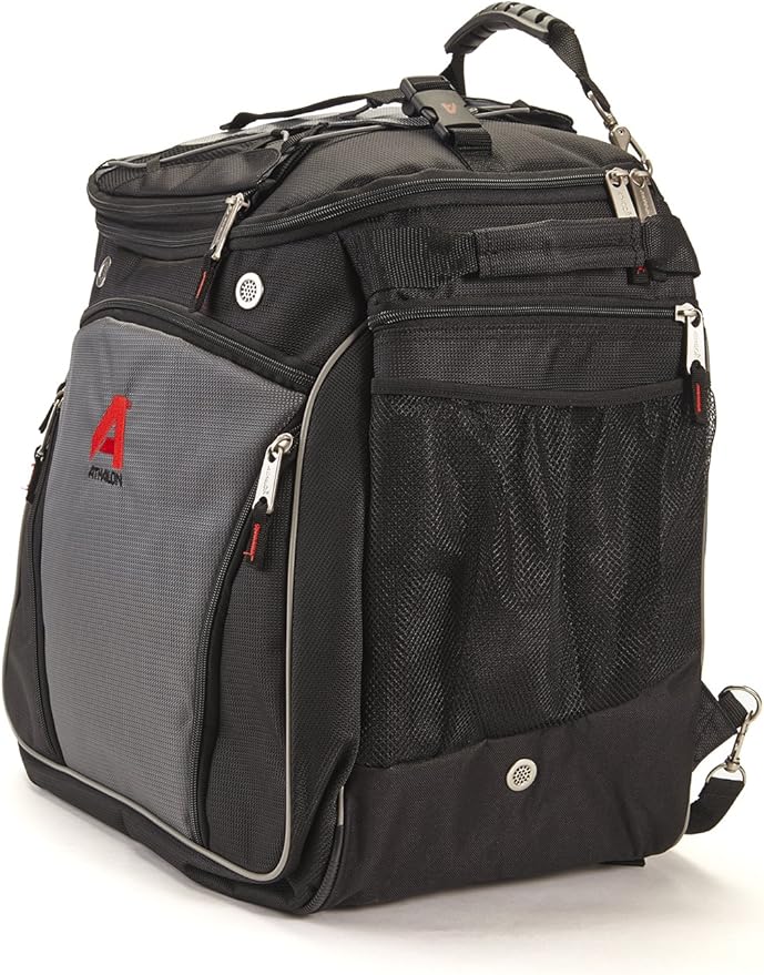 Athalon Heated Ski/Snowboard Boot Bag, Stores Gear Including Helmet, Goggles & Gloves, 12V Power, Grey & Black