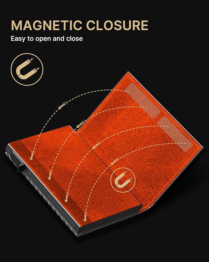 typecase Mens Wallet Card Holder for AirTag: Leather Smart Wallet for Men Compatible with Apple Air Tag, RFID Blocking, Slim, Minimalist - 9-14 Card Capacity | ID Window | Cash Slot (Orange)