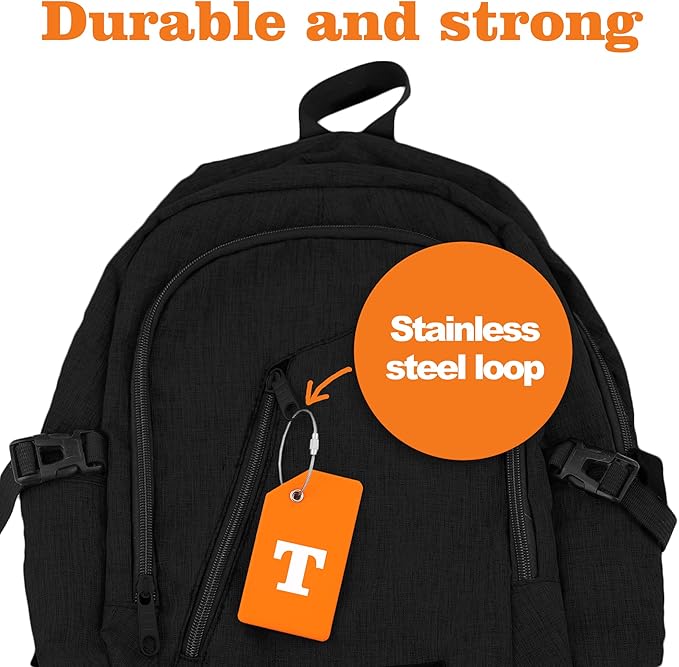 Gostwo 2 Pack Silicone Luggage Tags for Suitcases, 26 Initial Letter Baggage Labels Handbag School Bag Suitcase Instrument Tag with Stainless Steel Loop(Orange)(Letter T)