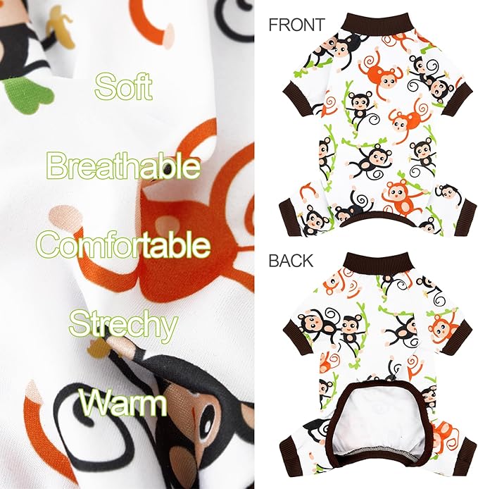 XPUDAC 4 Pack Dog Pajamas Soft Strechy Summer Doggie Clothes for Small Medium Dogs Boy Girl Cat Apparel, 4XL