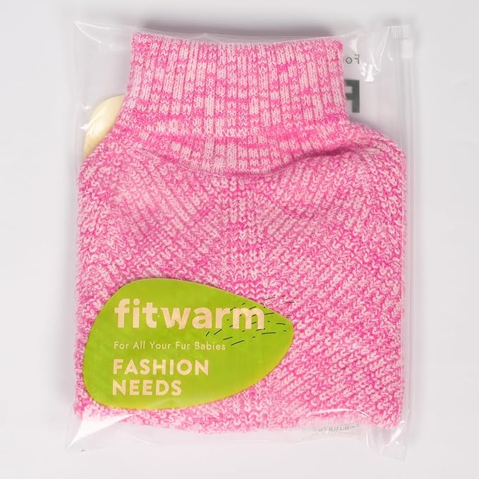 Fitwarm Knitted Turtleneck Dog Sweater, Cozy Dog Winter Clothes for Small Dogs Girl, Holiday Pet Outfit, Heather Pink, XL