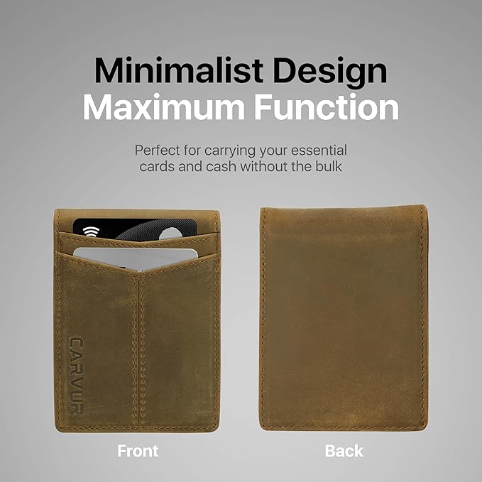 Slim Bifold RFID Blocking Full Grain Genuine Leather Front Pocket Minimalist Thin Wallet with Money Clip for Men - (SB20)