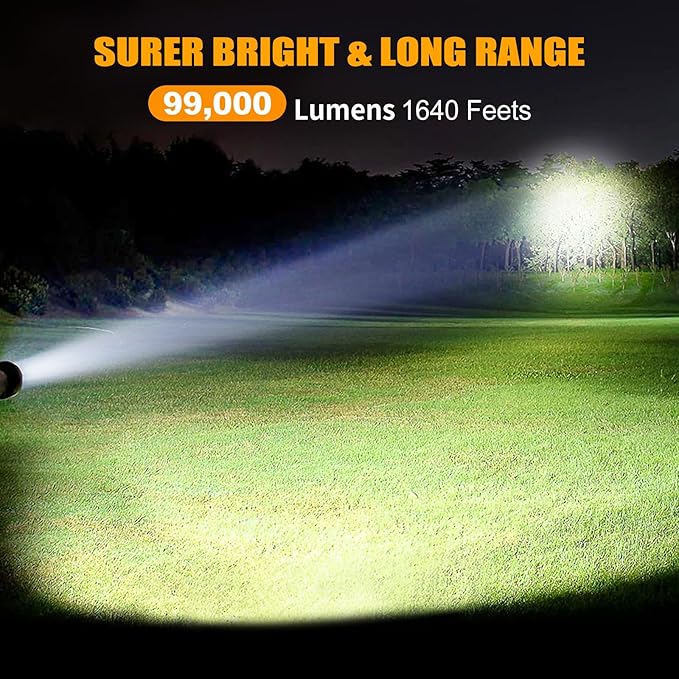 Rechargeable Spotlight, 99000 Lumens Bright LED Spotlight Flashlight, Long Running Spot Light Searchlight, Outdoor Handheld Spotlights with Solar Panels for Hunting,Camping,Boat,6 Spotlight Modes