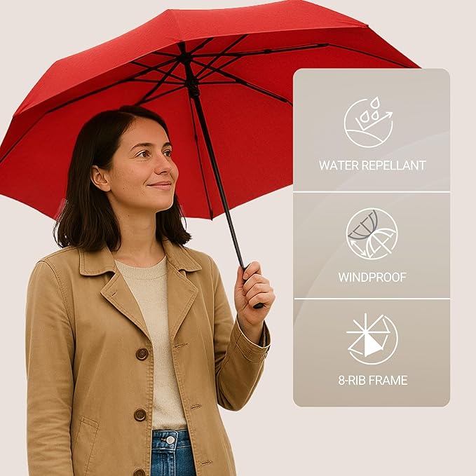 Knirps A.200 Medium Duomatic Windproof Umbrella for Adults – Automatic Open Close 38.5" Canopy, Travel Case Included