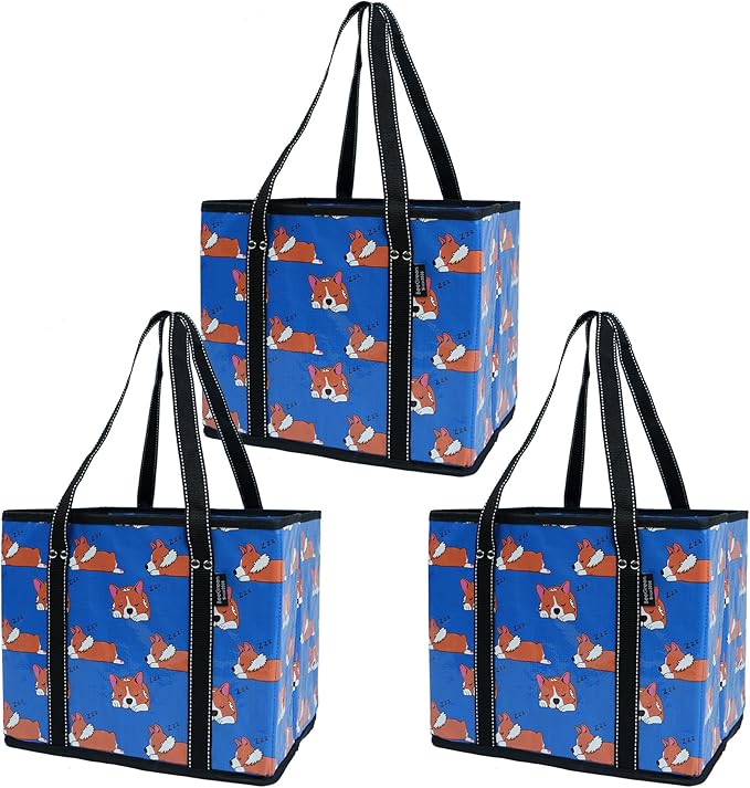 BeeGreen Large Waterproof Reusable Bags Christmas Heavy Duty Shopping Tote for Groceries Pool Gift with Webbing Handles