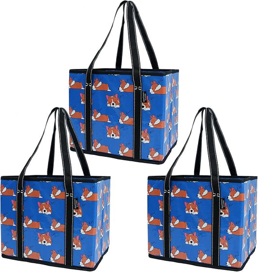 BeeGreen Large Waterproof Reusable Bags Christmas Heavy Duty Shopping Tote for Groceries Pool Gift with Webbing Handles