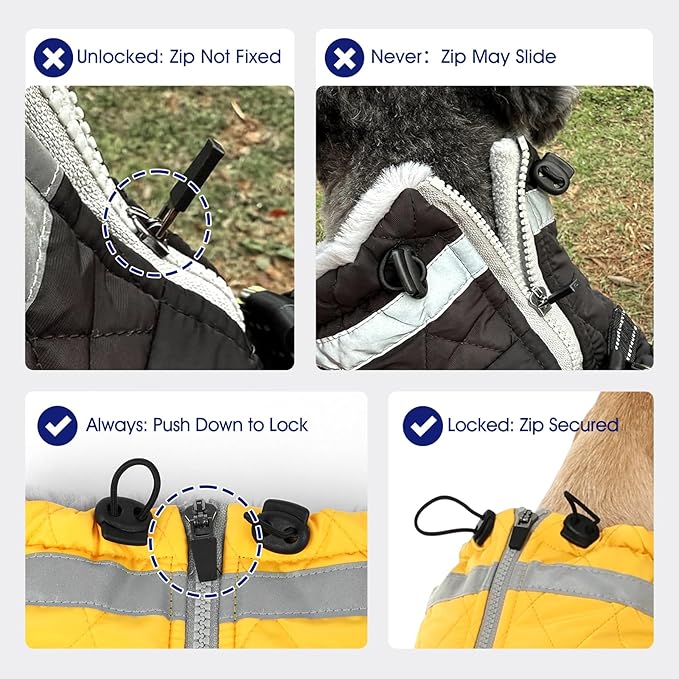 FUAMEY Dog Coat for Medium Dogs,Waterproof Dog Winter Jacket with Harness Built in Puppy Cold Weather Coats Reflective Pet Vest with Zipper Warm Fleece Dogs Snowsuit Windproof Brown M