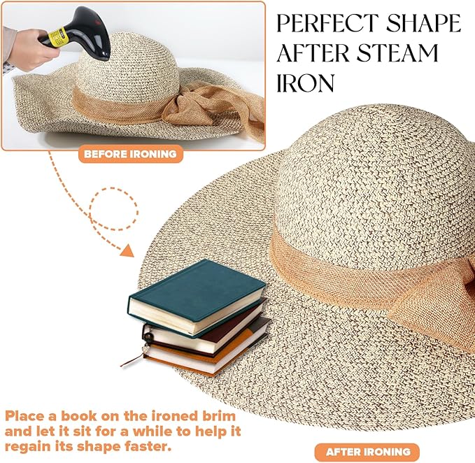 Beach Sun Hats for Women,Wide Brim Straw Hat Floppy Packable UPF 50+ UV Protection with for Summer