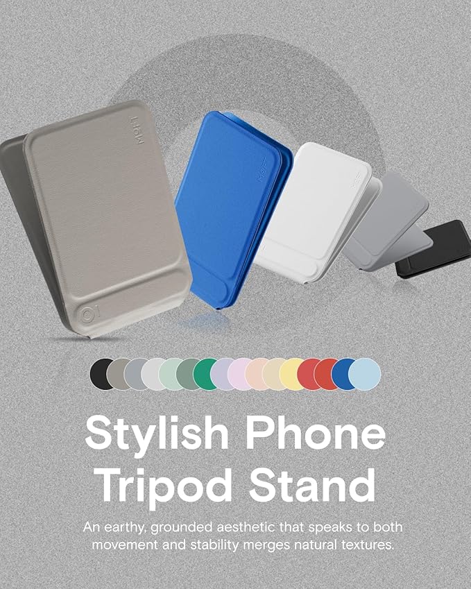 MOFT Phone Tripod Stand Selfie Stick for iPhone, Multi-Angles iPhone Stand, Lightweight & Portable Phone Holder, Strong Magnets, MOVAS Vegan Leather, Travel Essentials, Taupe (Without Card Slot)