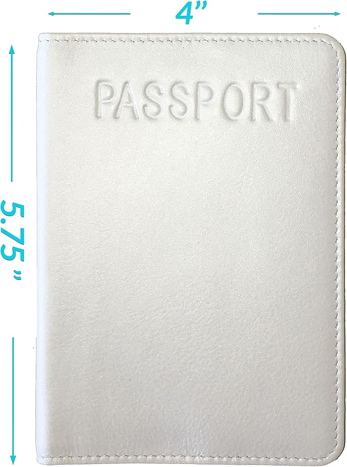Personalized Monogrammed White Leather RFID Passport Cover Holder and 2 Luggage Tags