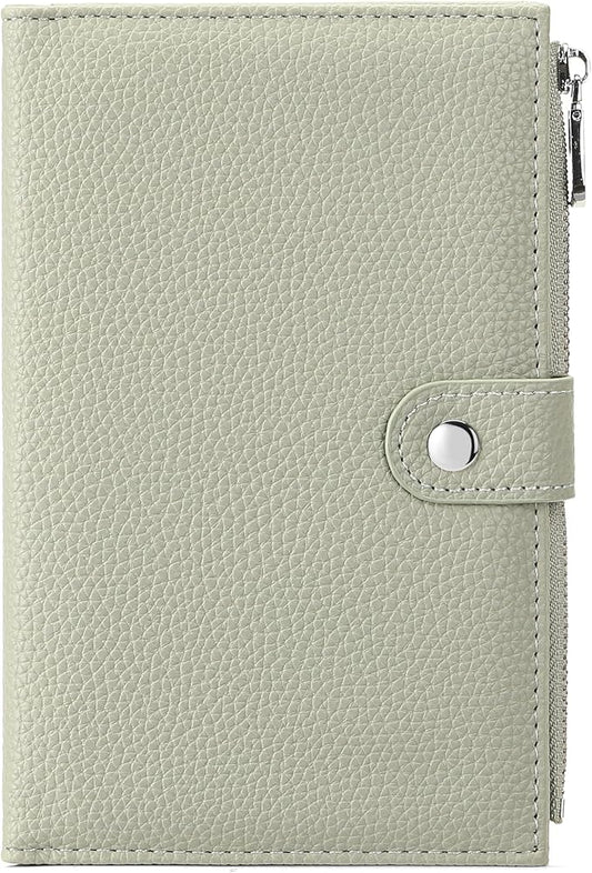 Passport Holder for Women Leather Passport Wallet for Travel RFID Blocking Passport Wallet Credit Card Holder with Zipper Pocket