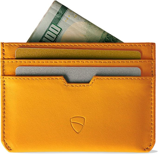 Vaultskin MOORGATE Slim Card Holder - Minimalist Leather Wallet, RFID Blocking Sleeve, Fits Front Pocket, for Men and Women