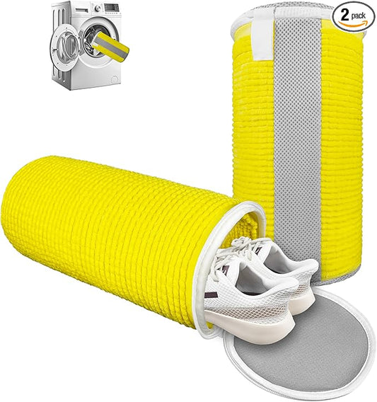Shoe Washing Machine Bag – Reusable, Protective, Size Adaptable 360° Deep Clean Laundry Bag with Cleaning Fibers for Washing Machine, 2 Pack