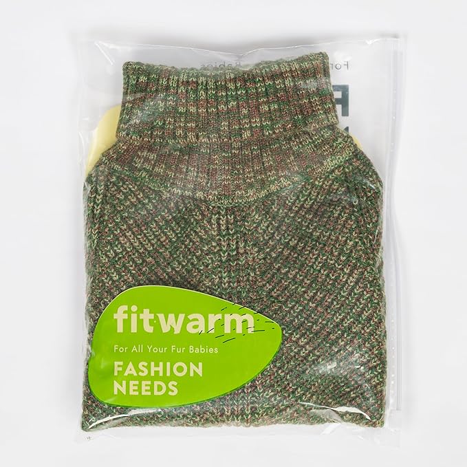 Fitwarm Knitted Turtleneck Dog Sweater, Thermal Dog Winter Clothes for Small Dogs Boy Girl, Holiday Pet Outfit, Heather Green, Medium