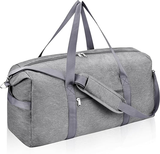 For Spirit Airlines Personal Item Bag 18x14x8, Foldable Small Travel Duffel Bags Gym Duffle Weekender Overnight Carry on Luggage Bag with Wet Pocket & Shoe Compartment for Women Men(Grey, 30L)