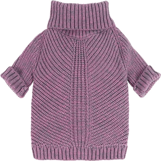 Fitwarm Thermal Knitted Dog Sweater Doggy Winter Coat Pet Clothes Doggie Turtleneck Jacket Puppy Outfits Cat Sweatsuit Lavender Purple X-Large