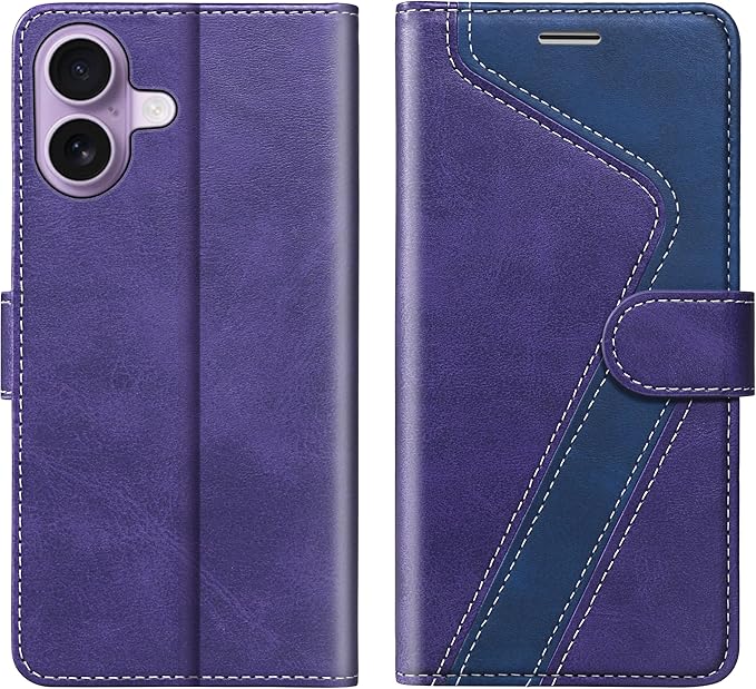 CIVICASE for iPhone 17 Wallet Case,PU Leather Flip Case RFID Blocking Credit Card Holder Folio Magnetic Stand TPU Shockproof Cover Compatible with iPhone 17, Purple Blue