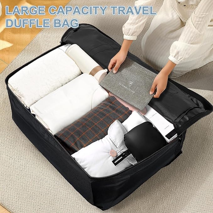 80L Foldable Travel Duffle Bag for Men and Women - Large Collapsible Duffel Bag - Waterproof Overnight Weekender Bag for Travel, Moving