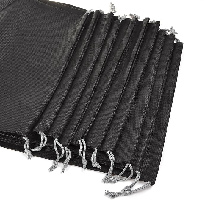 Cosmos 10 Pcs Travel Shoe Bags Shoe Organizer Pouch Storage String Bags for Travel Trip Carrying Packing, Dust-proof Non-Woven Fabric in Dual Drawstring Closure, 17.5" x 13.5" (Black)