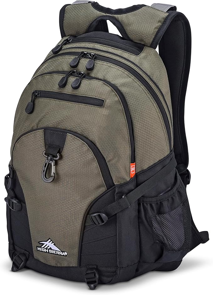 High Sierra Loop-Backpack, Travel, or Work Bookbag with tablet-sleeve, Olive, One Size