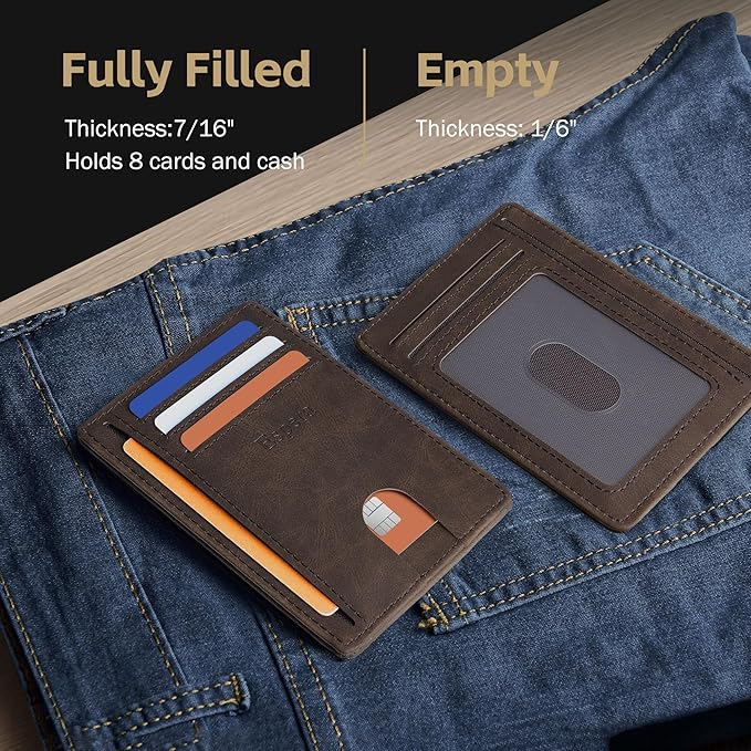 Espera Slim Minimalist Wallet for Men and Women, RFID Blocking Credit Card Holder, Thin Front Pocket Travel ID Case, Gifts for Men