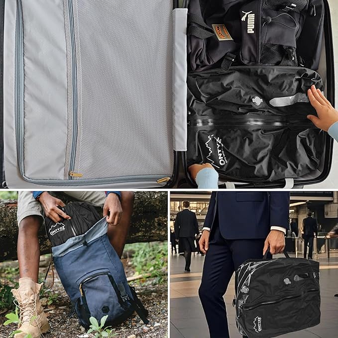 ONTYZZ Travel Vacuum Compression Bags Reusable Compression Bag with IP67 Waterproof Zipper Space Saver Vacuum Bags for Suitcase,One Pack Black（NO PUMP!）