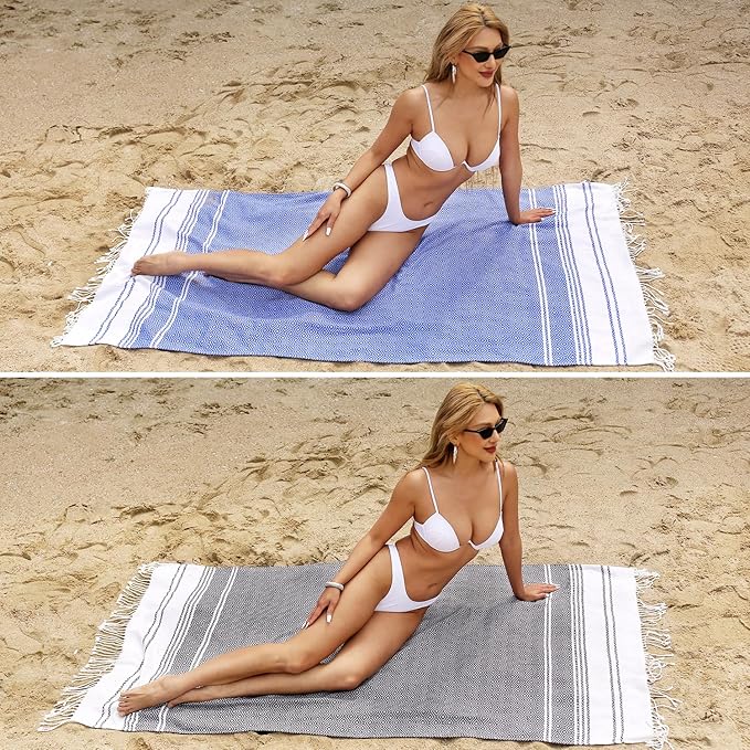 Beach Towel 2 Pack,Sand Free Beach Towels Oversized 39 x 72,Turkish Beach Towel Quick Dry,Lightweight Pool Towels for Adults Super Absorbent Diamond Travel Towel,Cool Beach Essentials