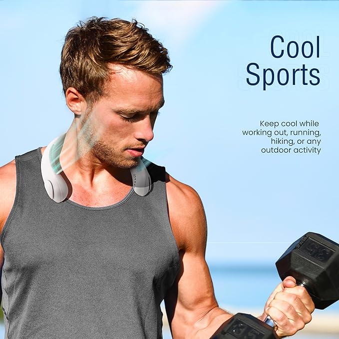 NEXAIR Portable Neck Fan -3 Speed Rechargeable Bladeless Neck Cooler, Quality Comfortable Lightweight, Personal Neck Fan For Women & Men Modern Design, Great Cooling Fan For Travel, Outdoors & Sports