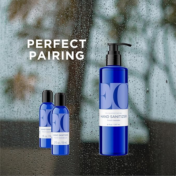 EO Hand Sanitizer, 8 Ounce (Pack of 2), French Lavender made with Sugarcane Alcohol with Essential Oils, 99% Effective Against Germs