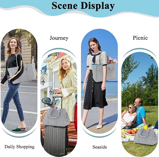 QOGiR Neoprene Multipurpose Beach Bag Tote with Inner Zipper Pocket … … … …