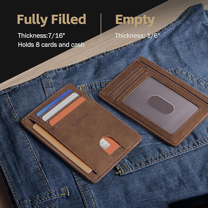 Espera Slim Minimalist Wallet for Men and Women, RFID Blocking Credit Card Holder, Thin Front Pocket Travel ID Case, Gifts for Men