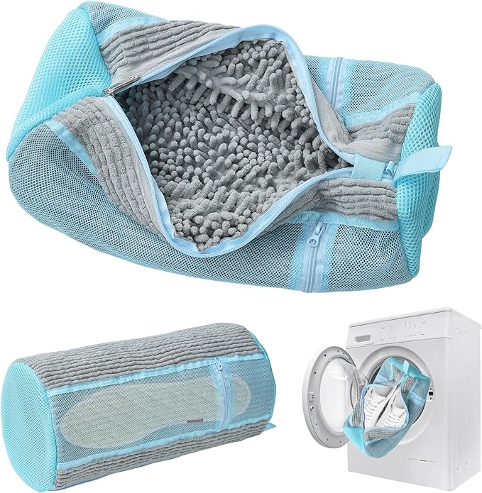Shoe Washing Machine Bag, 2PCS Reusable Shoe Bag for Washing Machine, 360° Deep Cleaning Shoe Washing Bag for Sneakers, Laundry Shoe Bag for Washer & Dryer, Fits All Shoe Types (LIGHT GREY)