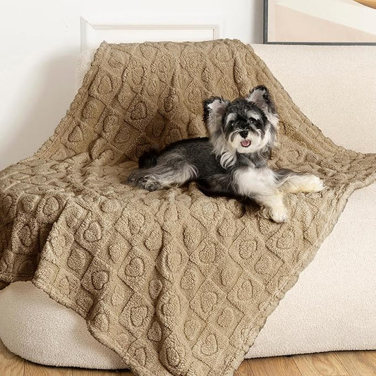 gogobunny Calming Plush Dog Cat Blanket 300GSM Coral Fleece, Ultra-Soft Machine Washable Pet Bedding for Small Medium Dogs Cats Puppies Kittens (Brown, 40x50)