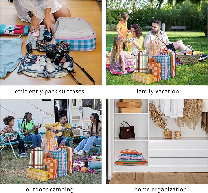 6 Pcs Compression Packing Cubes, Packing Cubes for Travel, Waterproof Luggage Organizer Bags Set, Cute Packaging Cubes for Women Kids Backpack Carry-Ons