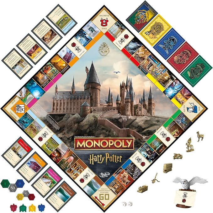 Hasbro Gaming Monopoly Harry Potter Edition Board Game | A Magical Adventure at Hogwarts | Ages 8 and Up | 2 to 6 Players | Family Games | Gifts for Kids and Adults