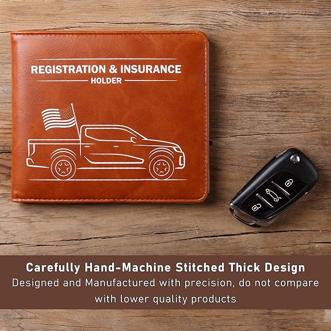 CANOPUS Car Registration and Insurance Holder with Magnetic Closure, Car Document Holder, Vehicle Glove Box Organizer, Wallet for Auto, Motorcycle, Truck and More, 1 Pack with EZ Pass Strip, Truck