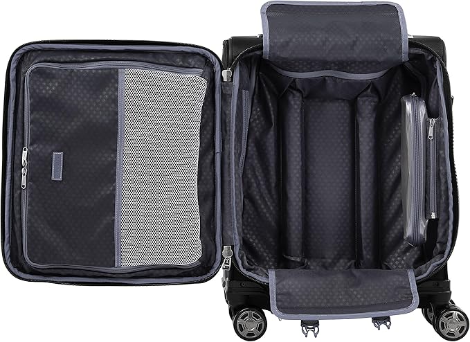 Travelpro Platinum Elite Softside Expandable Carry on Luggage, 8 Wheel Spinner Suitcase, USB Port, Men and Women, International, Shadow Black, Carry On 19-Inch