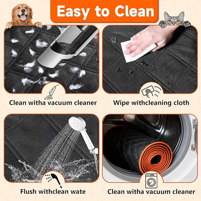 Dog Car Seat Cover for Back Seat, Hard Bottom Holds 500lbs, Waterproof Sturdy Anti Scratch Back Seat Pet Cover for Dogs with Mesh Window & Storage Bag & Dog Safety Belt, for Car SUV Small Truck
