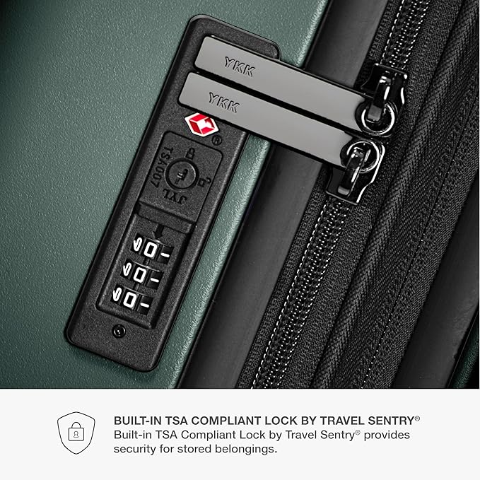 Traveler's Choice Markham Hardside Expandable Luggage with Double Spinner Wheels, Carry-On 21-Inch Suitcase, Green