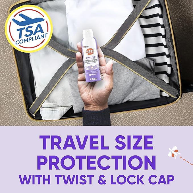 OFF! Clean Feel Insect Repellent Aerosol with 20% Picaridin - Long-Lasting DEET-Free Protection from Mosquitoes, Fragrance-Free Pest Control for Ticks & Flies, Camping, Travel Size Bug Spray - 2.5 oz