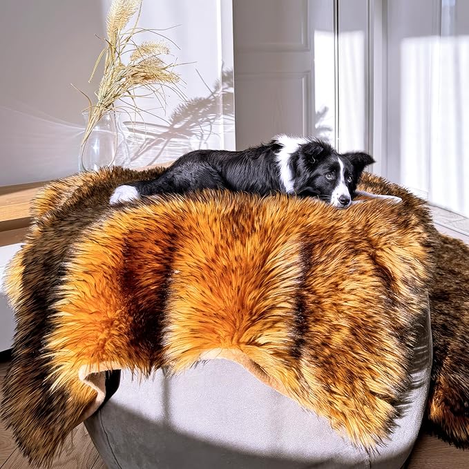 Waterproof Dog Blanket for Small, Medium & Large Dogs – Faux Fur Pet Throw for Couch, Sofa, Bed & Car – Soft, Washable, Stain-Resistant, Durable Cover - Brown 80" x 60"