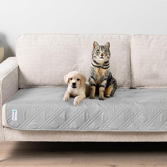 PetAmi Waterproof Bed Cover for Dogs, Pet Blanket Couch Cover, Reversible Furniture Cover Sofa Protector for Pet Cat Bed, Washable Dog Blanket for Seat, 30x70 Light Gray