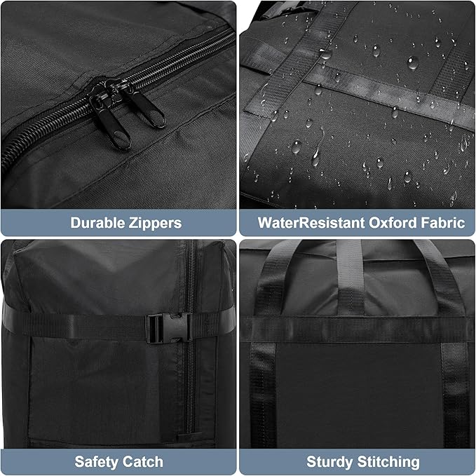 80L Foldable Travel Duffle Bag for Men and Women - Large Collapsible Duffel Bag - Waterproof Overnight Weekender Bag for Travel, Moving