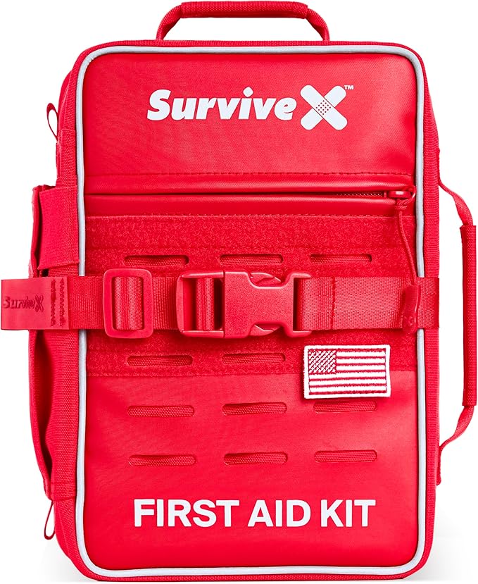 Large Pro First Aid Kit for Car, Travel & Home - Emergency Kit for Hiking, Camping, Backpacking and Outdoors - Includes Zip Stitch Wound Closure Strips