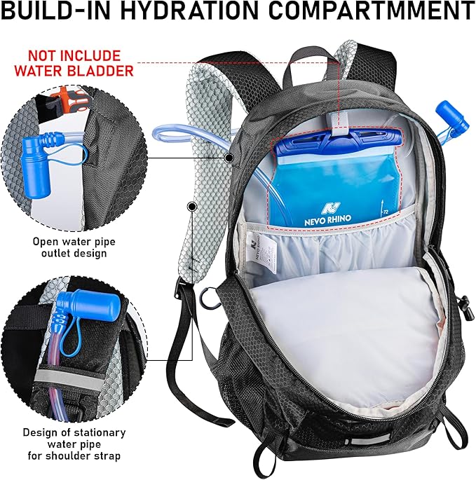 N NEVO RHINO Hiking Backpack 20L Water Resistant Outdoor Day Pack,Lightweight Travel Small Backpack for Men Women