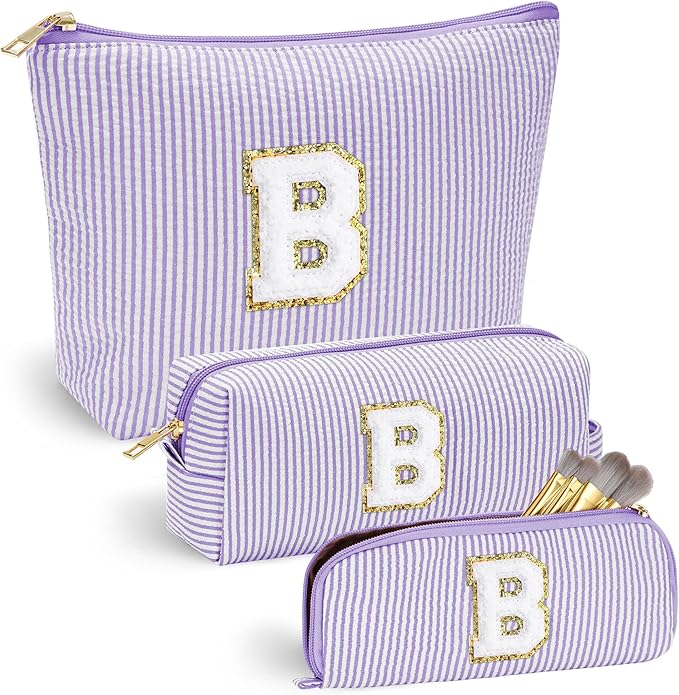YOOLIFE Bridesmaid Gifts for Women Girls - Cute Purple Makeup Bag for Women Friends | Make Up Cosmetic Travel Toiletry Bag for Bride Maid Matron of Honor Bridal Shower Personalized Bachelorette Gift B