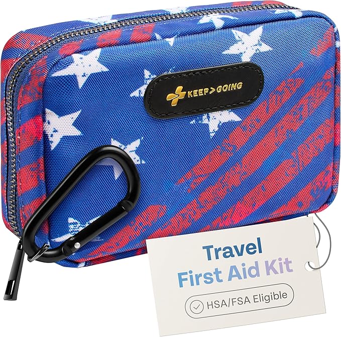 KeepGoing Travel First Aid Kit for Car, Home, Hiking, Camping and Outdoor Emergencies - First Aid Kit Travel Size TSA-Approved