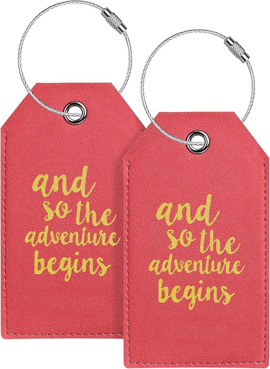 Luggage Tag & Initial Baggage Tags for Suitcases Leather Bag Tags for Backpacks Handbag School Instrument with Name ID Label Travel Essentials, Unique Fun Navy Red Personalized Luggage Tags 2 Pack