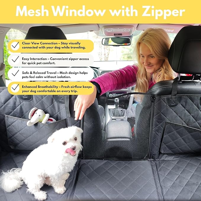 Dog Car Seat Cover for Back Seat with Hard Bottom, Waterproof Back Seat Extender, Upgraded Comfort Hammock, Anti-Scratch, Non-Slip, Easy to Clean, Supports up to 400lbs for Cars/SUVs/Small Truck