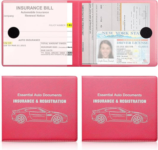 UYYE Car Registration and Insurance Card Holder, Vehicle Glove Box Car Organizer, Interior Car Accessories for Documents, Cards, License - 2 Pack